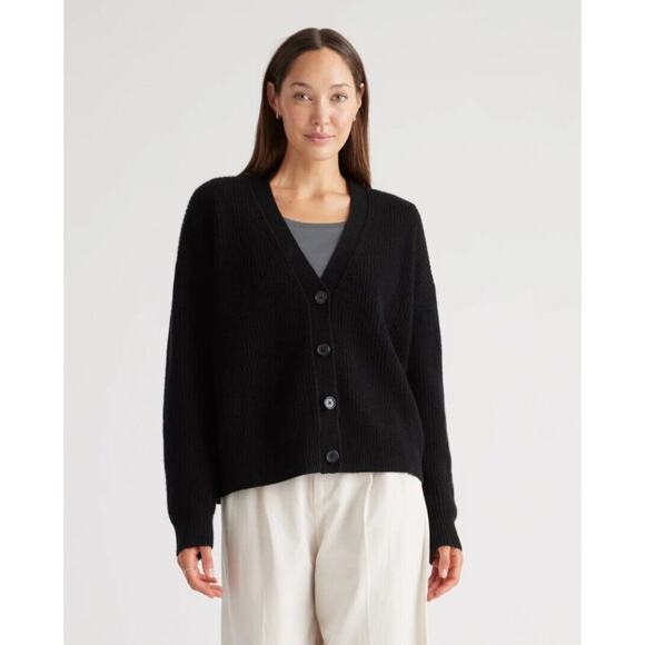 Quince EUC Mongolian Cashmere Fisherman Cropped Cardigan Sweater Small 3319 - Picture 1 of 12